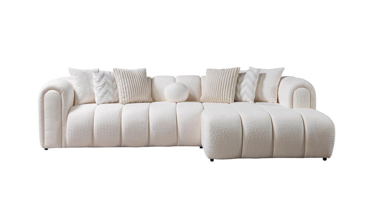 Elly Ivory Boucle Raf Sectional - Ella Furniture