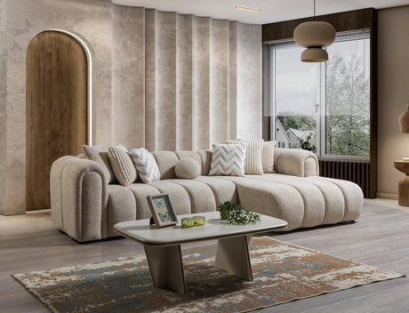 Elly Sand Boucle Raf Sectional - Ella Furniture