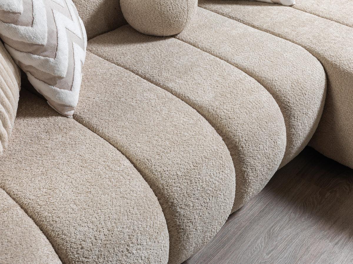 Elly Sand Boucle Raf Sectional - Ella Furniture