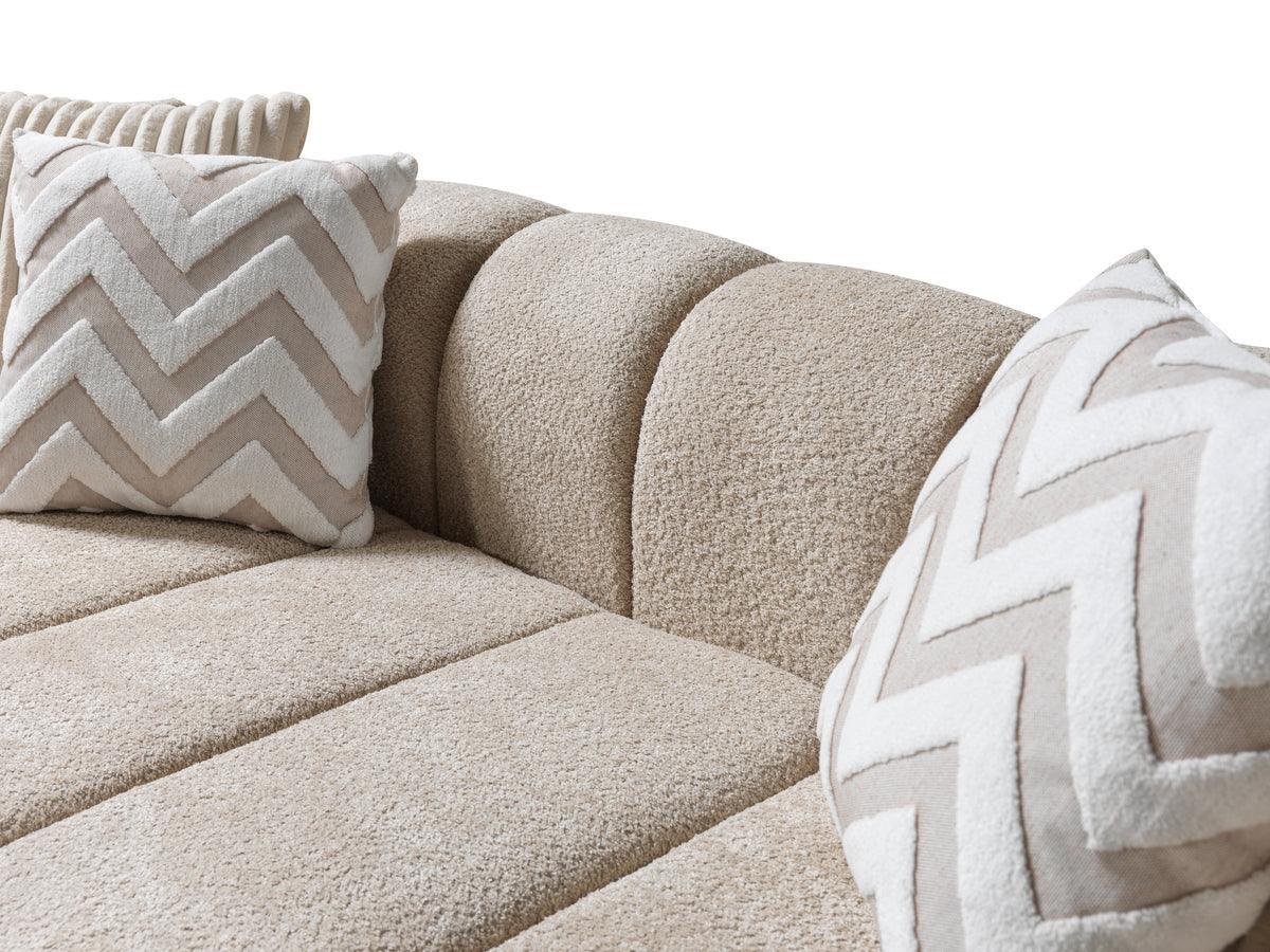 Elly Sand Boucle Raf Sectional - Ella Furniture