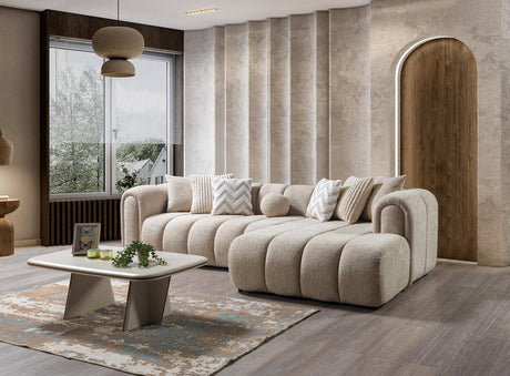 Elly Sand Boucle Raf Sectional - Ella Furniture