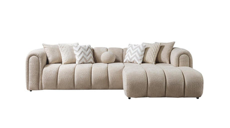 Elly Sand Boucle Raf Sectional - Ella Furniture