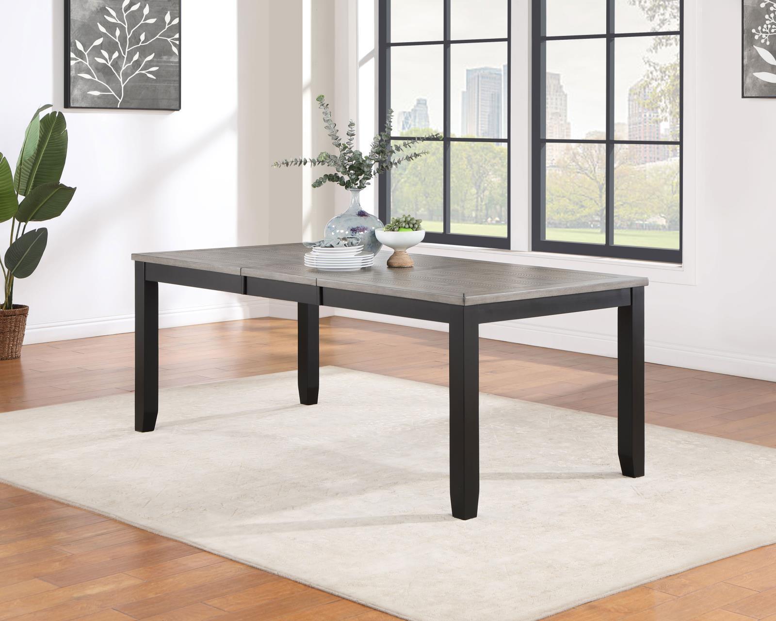 Elodie Rectangular Dining Table With Extension Grey And Black 121221 - Ella Furniture