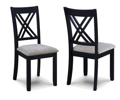 Eloise Black/Light Gray Modern Solid Wood And Veneers Fabric Upholstered Dining Room Set - Ella Furniture