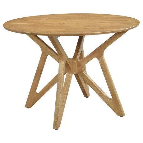 Elowen Round Solid Wood Dining Table Light Walnut 108440 - Ella Furniture