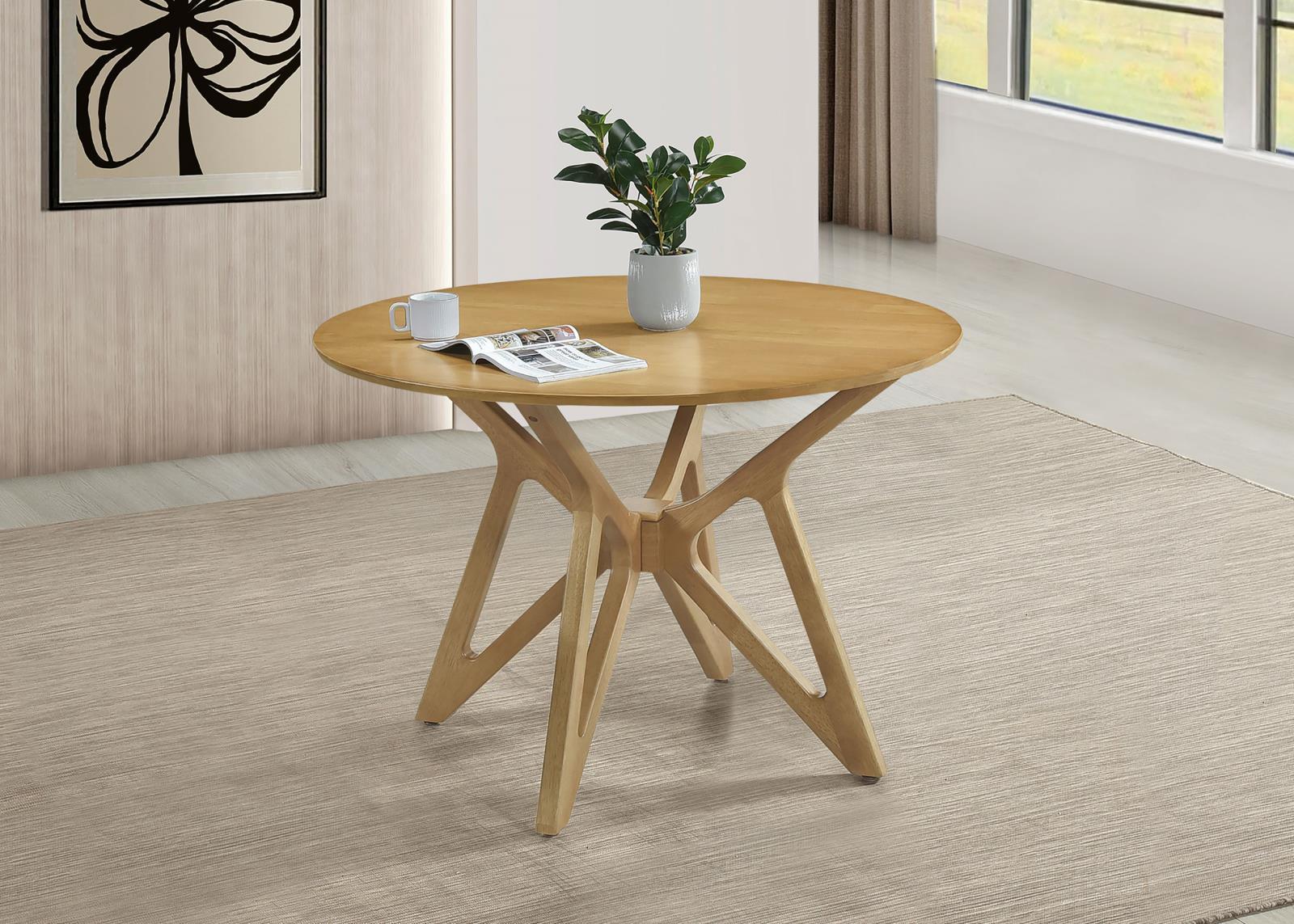Elowen Round Solid Wood Dining Table Light Walnut 108440 - Ella Furniture