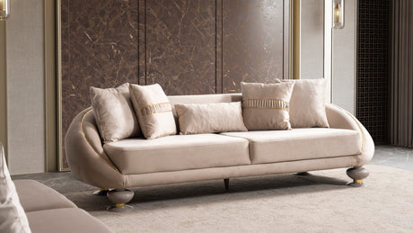 Elysium Sofa, Loveseat, and Chair Set with Sculptural Curved Silhouettes view 2