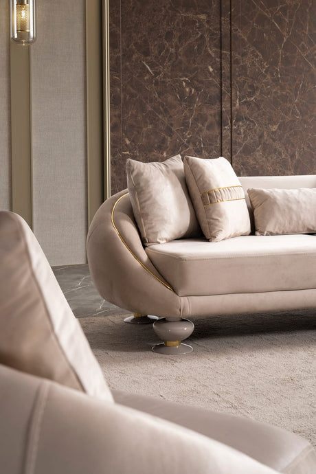 Elysium Sofa, Loveseat, and Chair Set with Sculptural Curved Silhouettes view 12