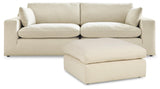 Elyza Linen 2-Piece Sectional With Ottoman - Ella Furniture