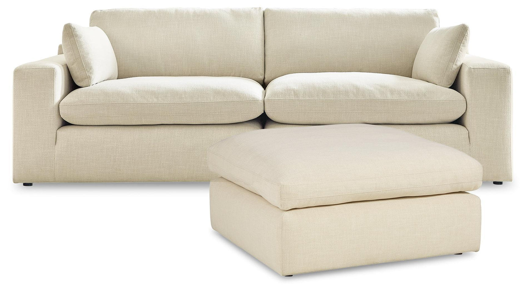 Elyza Linen 2-Piece Sectional With Ottoman - Ella Furniture