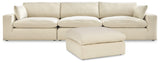 Elyza Linen 3-Piece Sectional With Ottoman - Ella Furniture