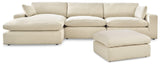 Elyza Linen 3-Piece Sectional With Ottoman PKG012965 - 10006S3 | 1000608 - Ella Furniture