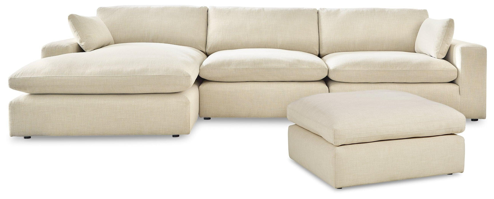 Elyza Linen 3-Piece Sectional With Ottoman PKG012965 - 10006S3 | 1000608 - Ella Furniture