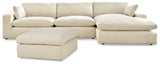 Elyza Linen 3-Piece Sectional With Ottoman PKG012966 - 10006S4 | 1000608 - Ella Furniture