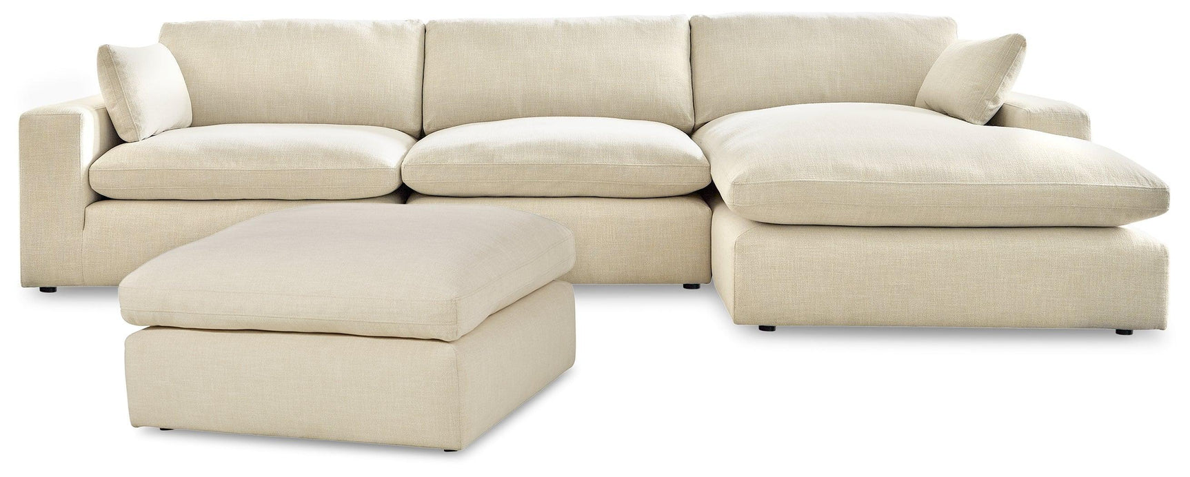 Elyza Linen 3-Piece Sectional With Ottoman PKG012966 - 10006S4 | 1000608 - Ella Furniture