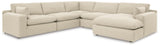 Elyza Linen 5-Piece Sectional with Chaise view 3