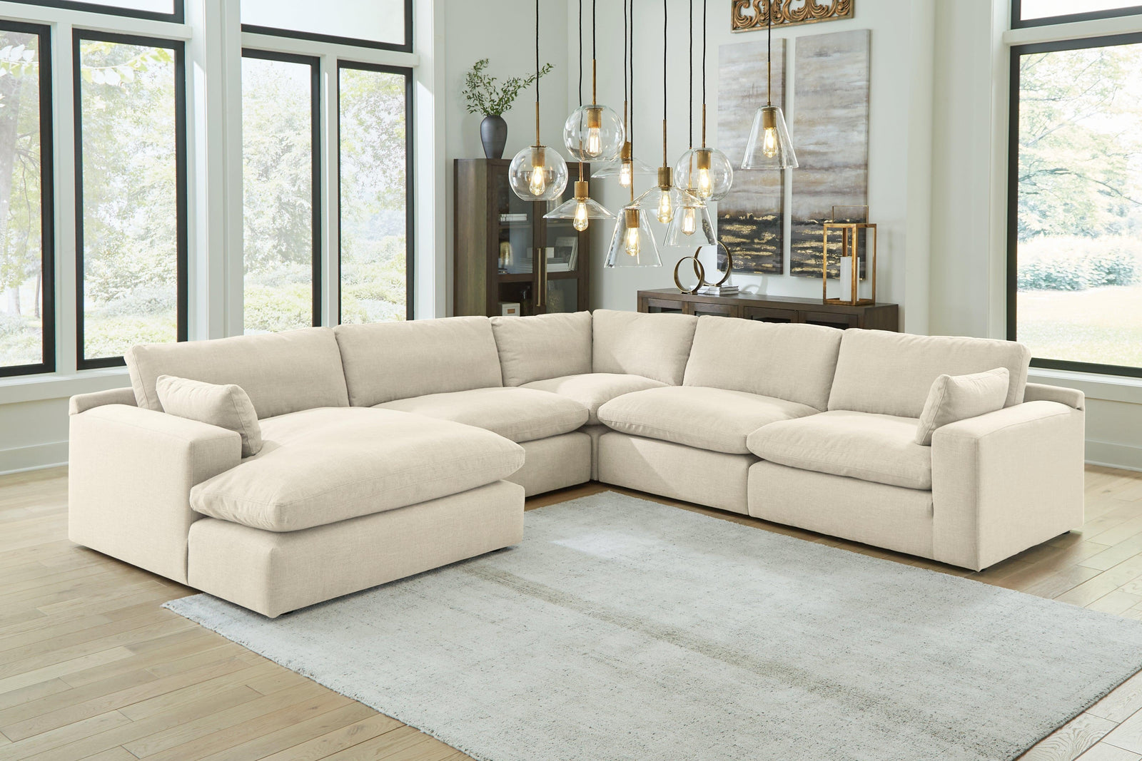 Elyza Linen 5-Piece Sectional With Ottoman PKG012968 - 10006S6 | 1000608 - Ella Furniture