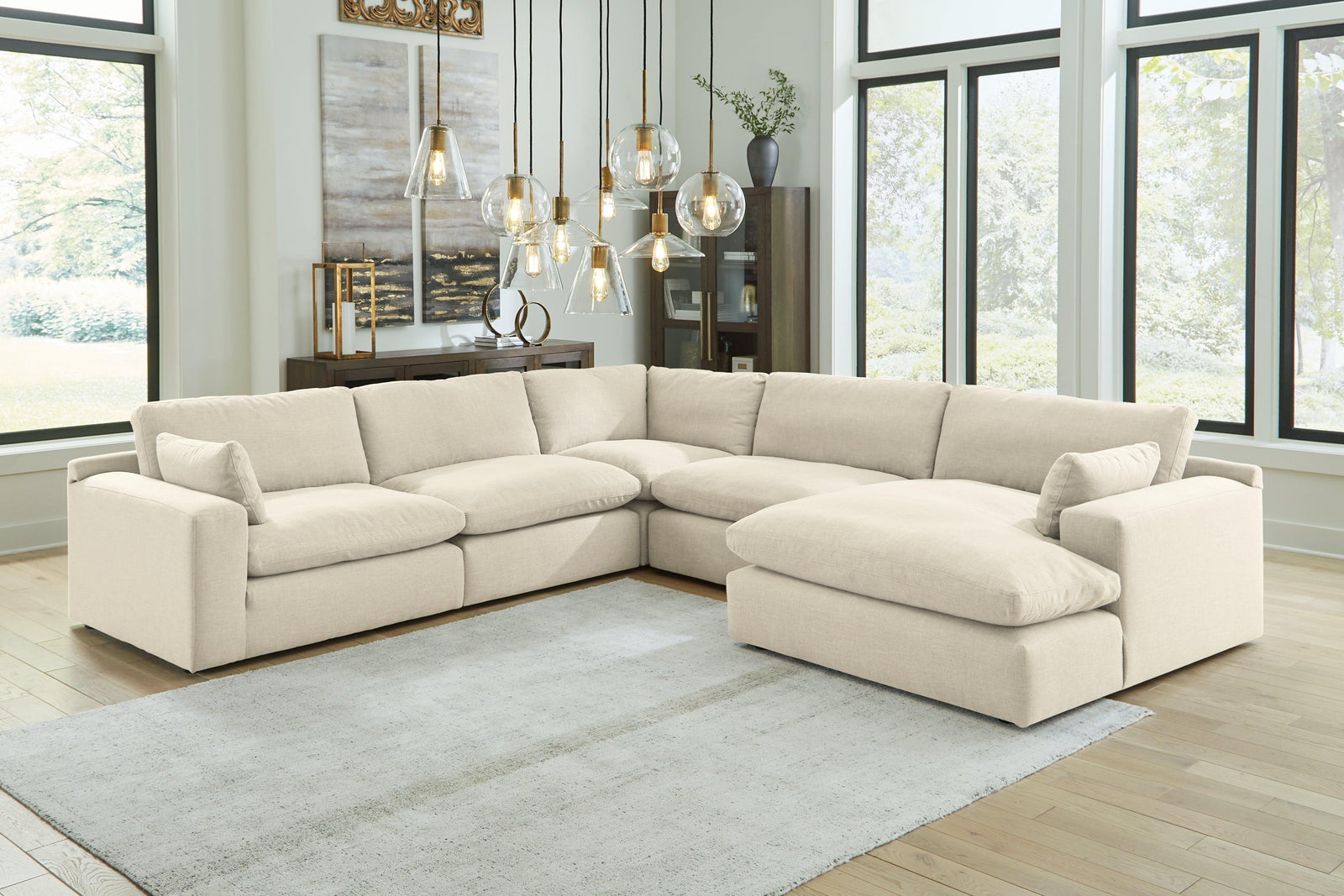 Elyza Linen 5-Piece Sectional With Ottoman PKG012969 - 10006S7 | 1000608 - Ella Furniture