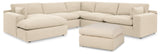 Elyza Linen 5-Piece Sectional With Ottoman PKG012969 - 10006S7 | 1000608 - Ella Furniture