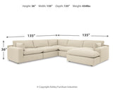 Elyza Linen 5-Piece Sectional With Ottoman PKG012969 - 10006S7 | 1000608 - Ella Furniture