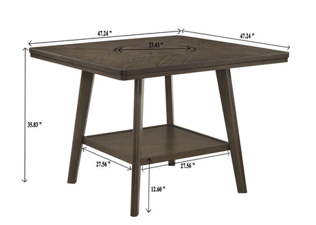 Ember Brown Modern Solid Wood And Veneers Fabric Counter Height Dining Room Set - Ella Furniture