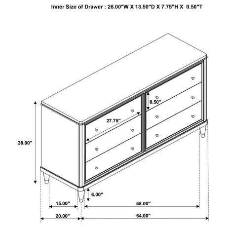 Emberlyn 6-Drawer Bedroom Dresser Brown 223063 - Ella Furniture