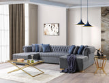 Emma Gray Velvet Double Chaise Sectional - Ella Furniture
