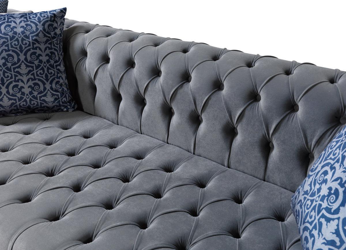 Emma Gray Velvet Double Chaise Sectional - Ella Furniture