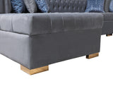 Emma Gray Velvet Double Chaise Sectional - Ella Furniture