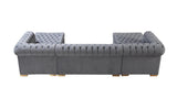 Emma Gray Velvet Double Chaise Sectional - Ella Furniture