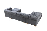 Emma Gray Velvet Double Chaise Sectional - Ella Furniture