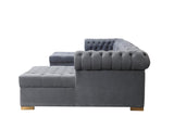 Emma Gray Velvet Double Chaise Sectional - Ella Furniture