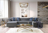 Emma Gray Velvet Double Chaise Sectional - Ella Furniture