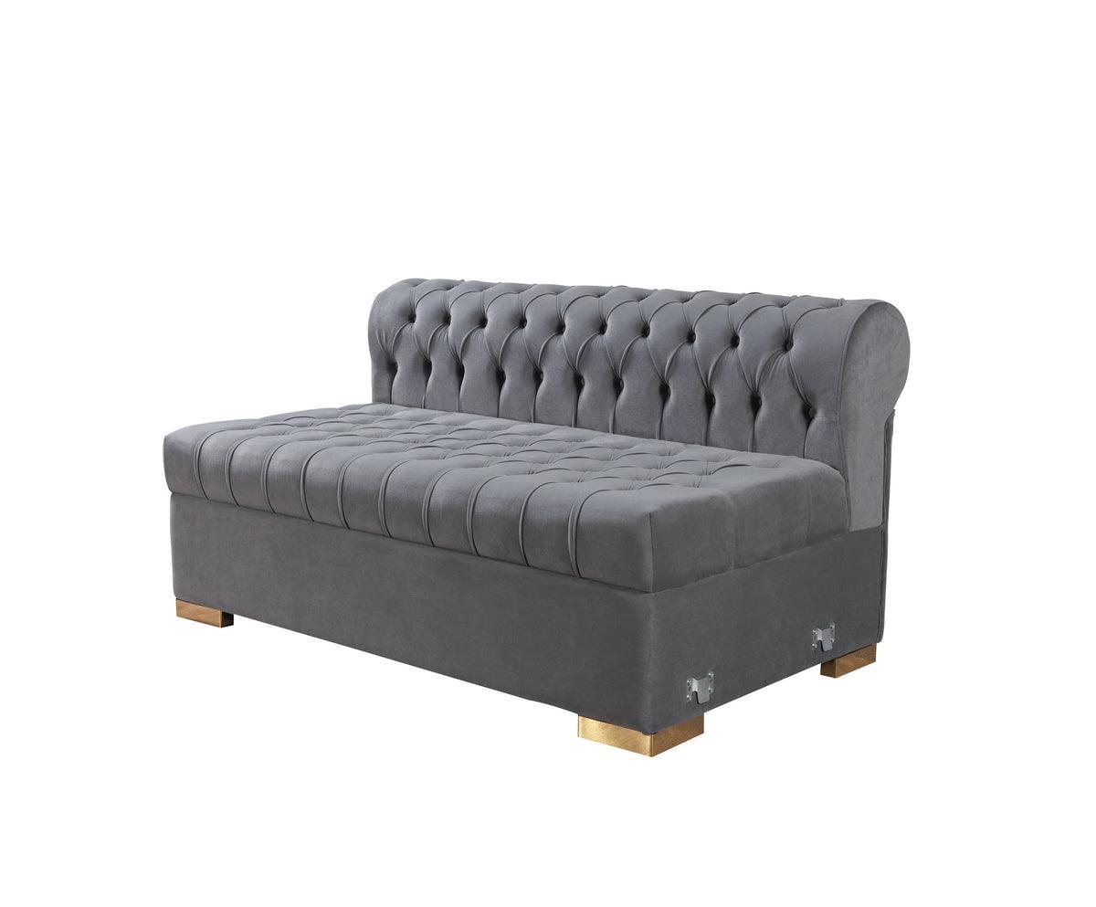 Emma Gray Velvet Double Chaise Sectional - Ella Furniture