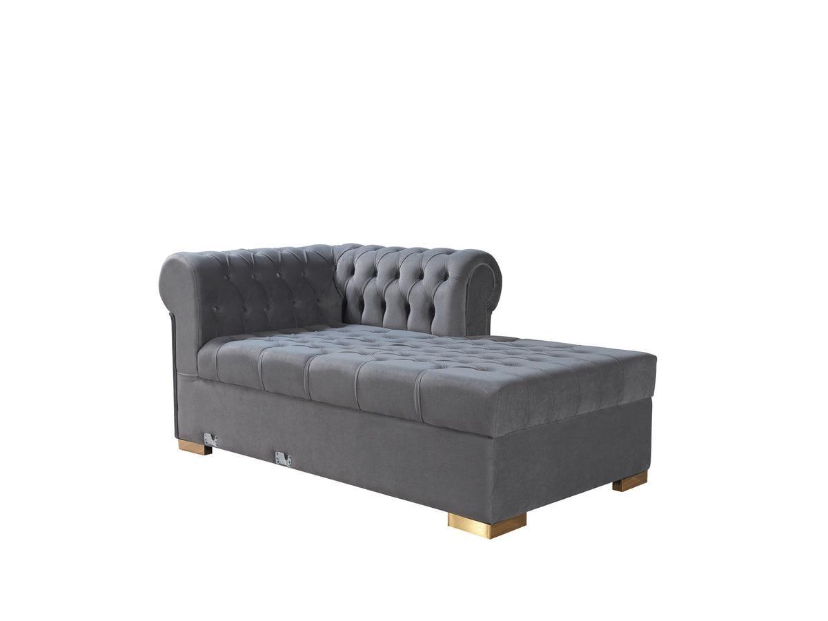 Emma Gray Velvet Double Chaise Sectional - Ella Furniture