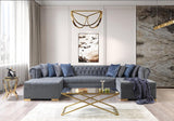 Emma Gray Velvet Double Chaise Sectional - Ella Furniture