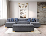 Emma Gray Velvet Double Chaise Sectional - Ella Furniture