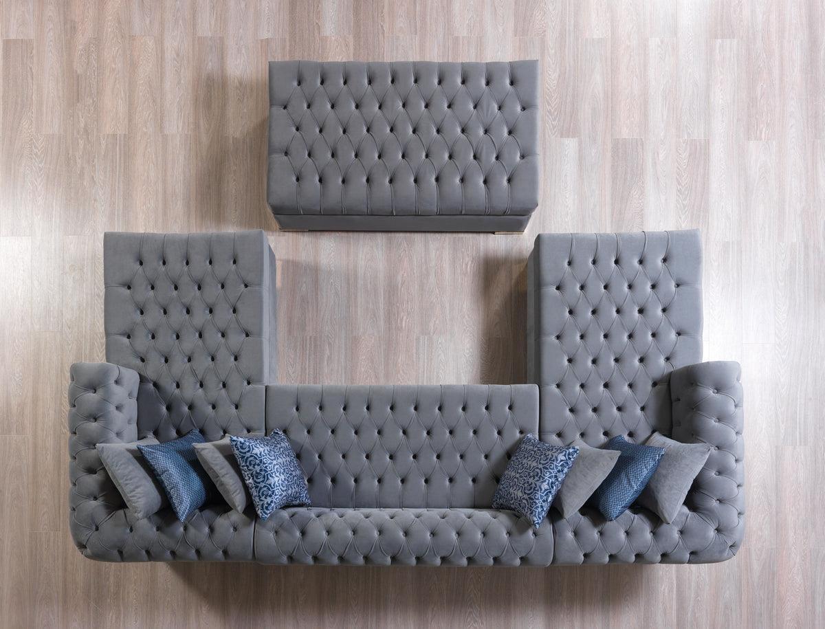 Emma Gray Velvet Double Chaise Sectional - Ella Furniture