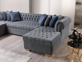 Emma Gray Velvet Double Chaise Sectional - Ella Furniture