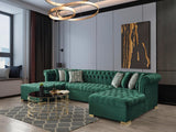 Emma Green Velvet Double Chaise Sectional - Ella Furniture