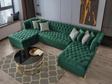 Emma Green Velvet Double Chaise Sectional - Ella Furniture