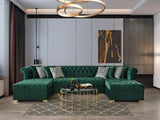 Emma Green Velvet Double Chaise Sectional - Ella Furniture