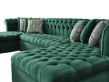 Emma Green Velvet Double Chaise Sectional - Ella Furniture