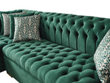 Emma Green Velvet Double Chaise Sectional - Ella Furniture