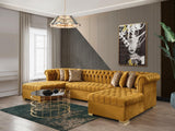 Emma Mustard Velvet Double Chaise Sectional - Ella Furniture