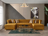 Emma Mustard Velvet Double Chaise Sectional - Ella Furniture
