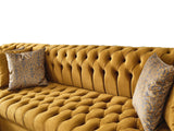 Emma Mustard Velvet Double Chaise Sectional - Ella Furniture