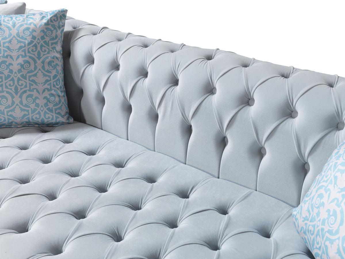 Emma Pearl Velvet Double Chaise Sectional - Ella Furniture
