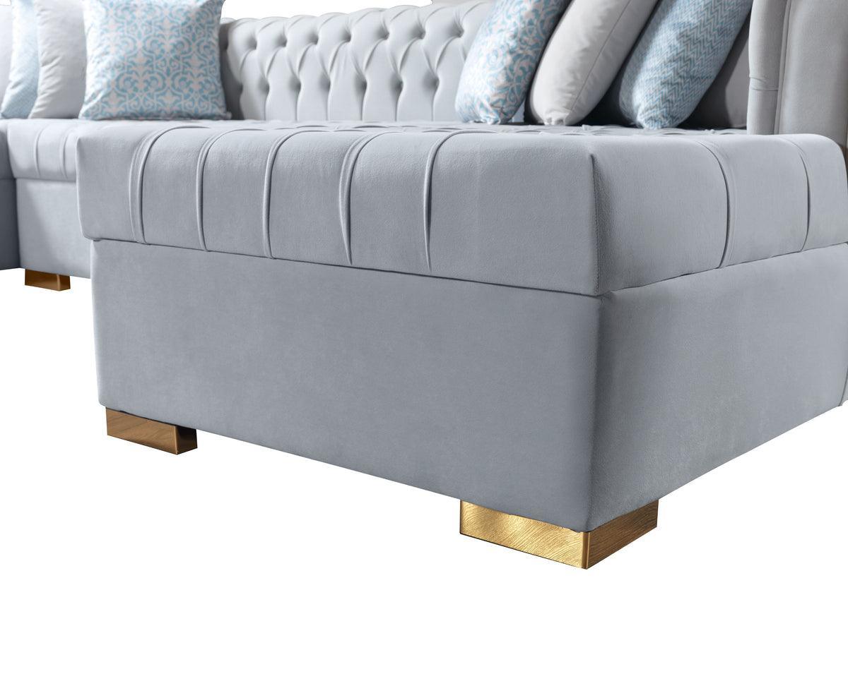 Emma Pearl Velvet Double Chaise Sectional - Ella Furniture