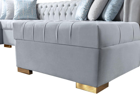 Emma Pearl Velvet Double Chaise Sectional - Ella Furniture